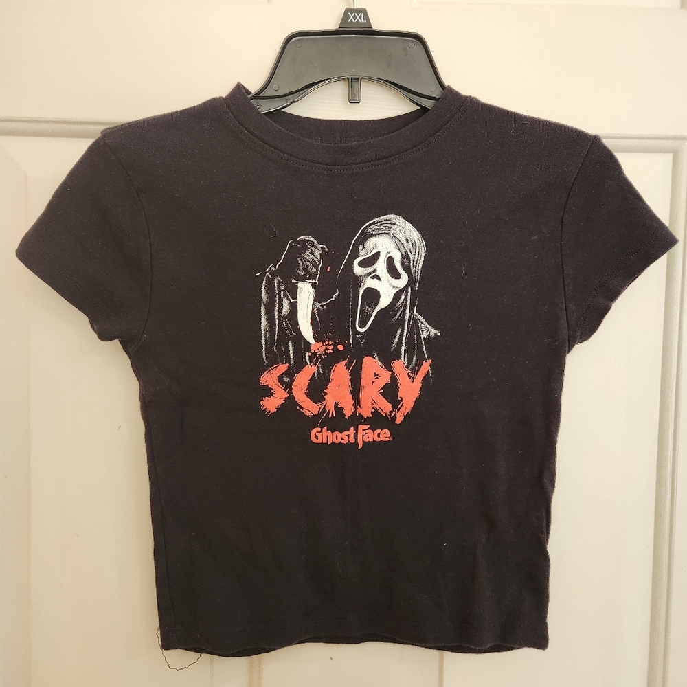 Women’s Ghost Face Scary Movie Baby Tee size XS Bioworld